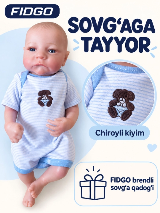 Силиконовая кукла FIDGO Reborn в одежде, подарочная упаковка