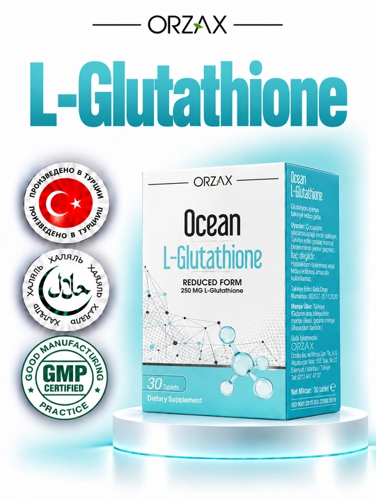 Ocean L-Glutathione — L-glutation 250 mg, antioksidant va detoks uchun, №30, Halol - 