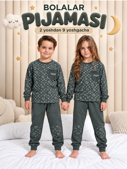 2-9 yoshli o‘g‘il va qiz bolalar uchun bolalar pijamasi
