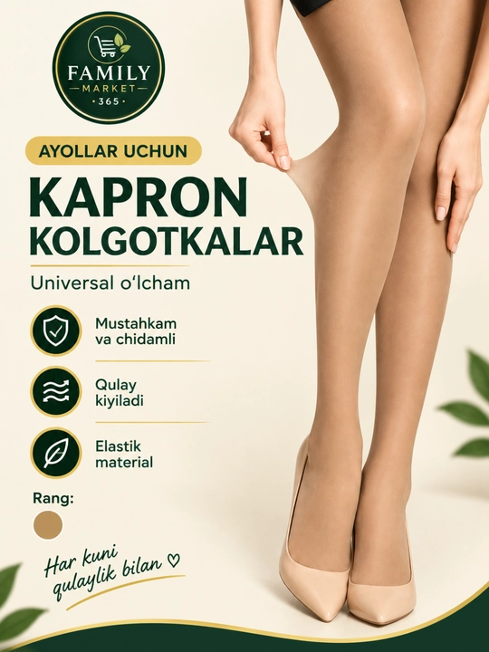 ANFICA ayollar uchun kapron kolgotkalari, universal o‘lcham - 