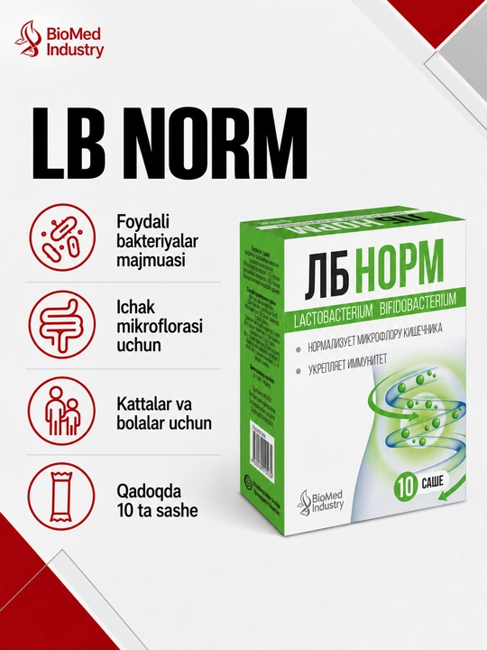 LB Norm® — Ichak mikroflorasi muvozanati va hazm tizimi salomatligi uchun, 10 sashe - 