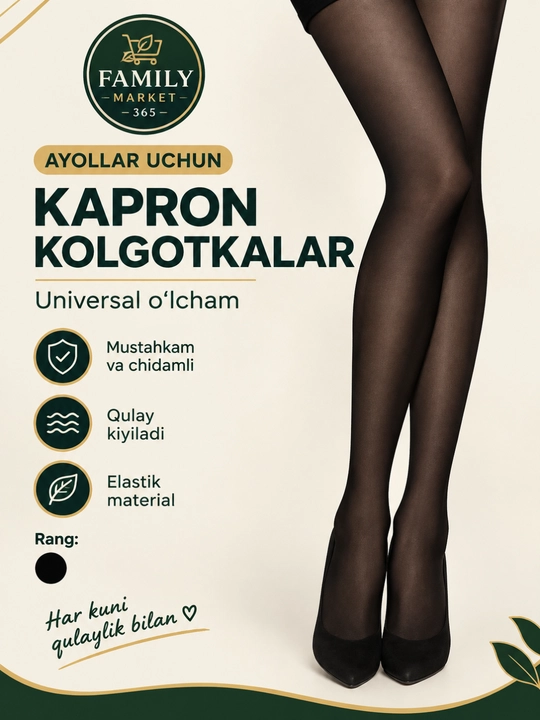 ANFICA ayollar uchun kapron kolgotkalari, universal o‘lcham - 