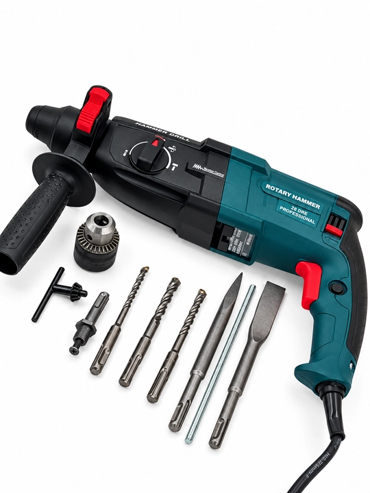 Perforator 28 mm, 800 Vt, 3 rejimli, SDS-Plus, burg‘ulash va zarbali burg‘ulash uchun - 