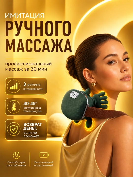 Массажер для шеи и спины электрический с подогревом - 