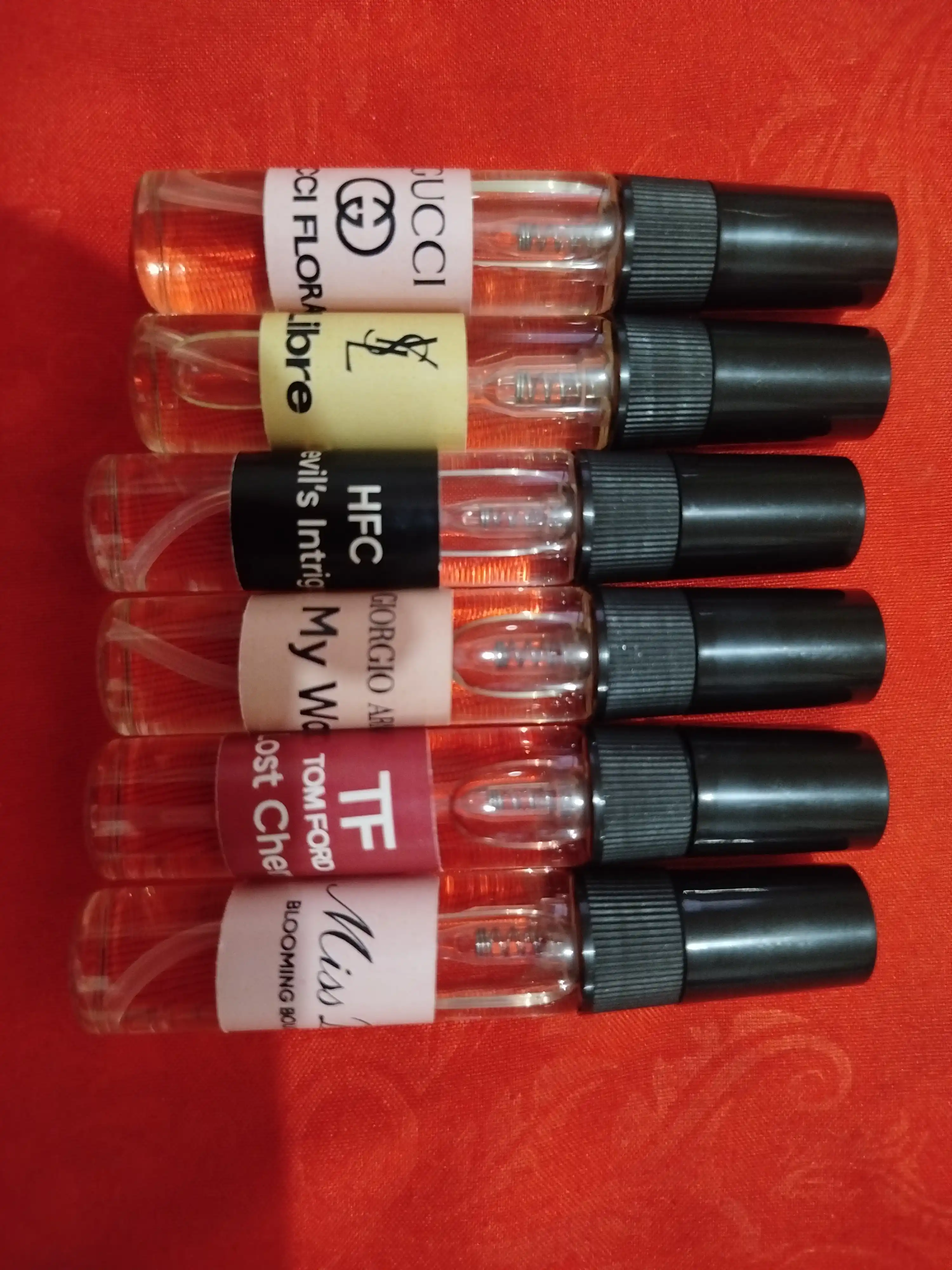 Набор духов для женщин Gucci Flora, Miss Dior, Devil's Intrigue, Libre, Lost Cherry, 6 в 1
