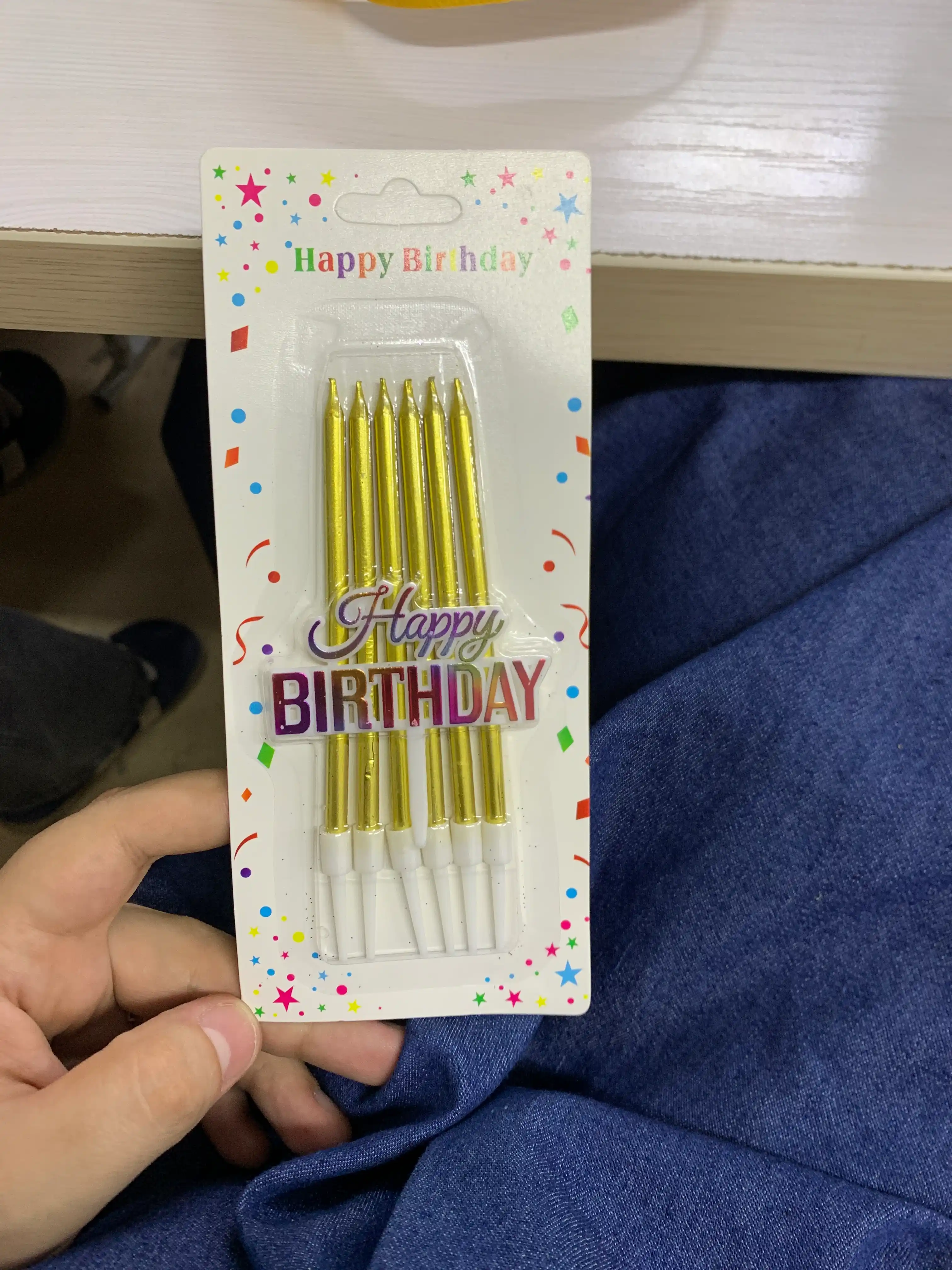 Свечи для торта Happy Birthday набор 6 шт с декоративным элементом Happy Birthday