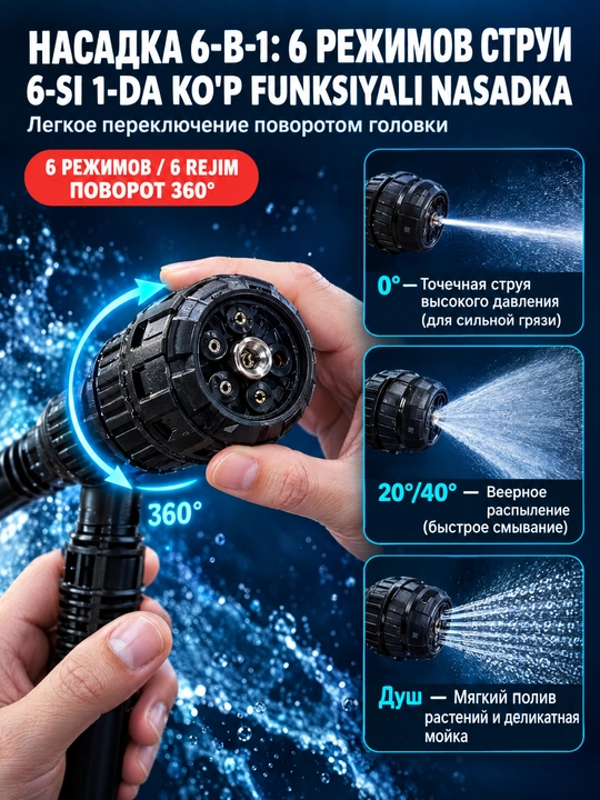 Щёточный аккумуляторная мойкa 6 в 1,2 аккумулятор