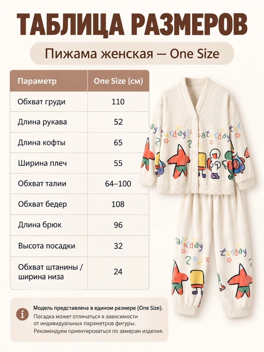 Пижама женская тёплая, домашний комплект с кофтой и брюками