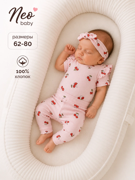 Qizlar komplekti, Neo baby, 100% paxta - 