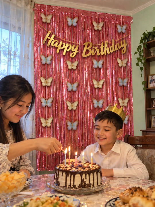 Набор украшений на день рождения: дождик, надпись Happy Birthday и подвесной декор