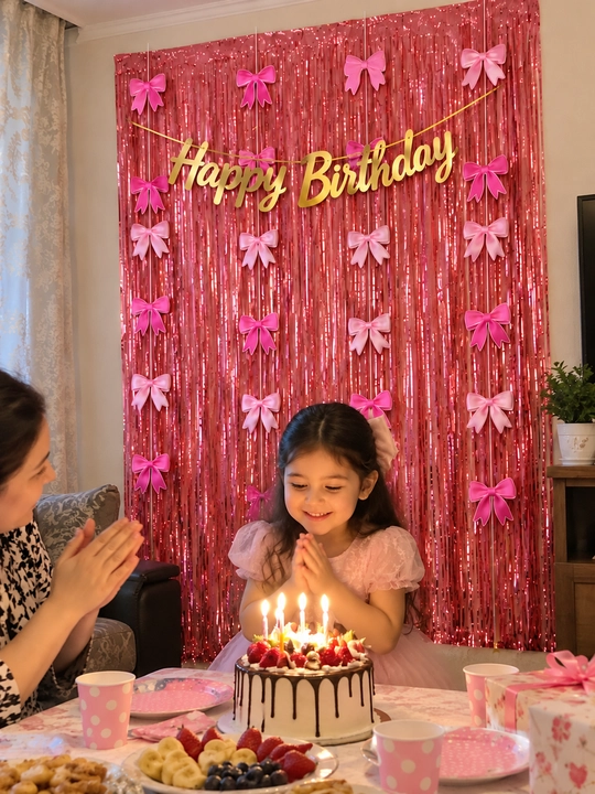 Набор украшений на день рождения: дождик, надпись Happy Birthday и подвесной декор