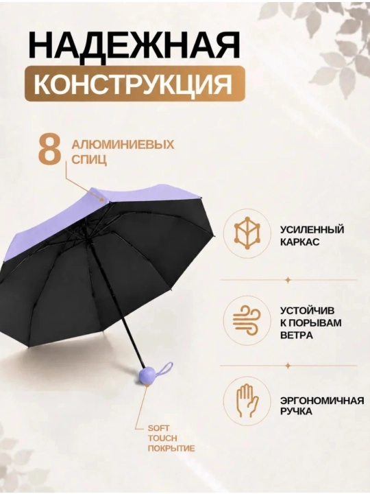 Mini soyabon sifatli, 10-12 ta spitsa va suv o‘tkazmaydigan g‘ilof bilan