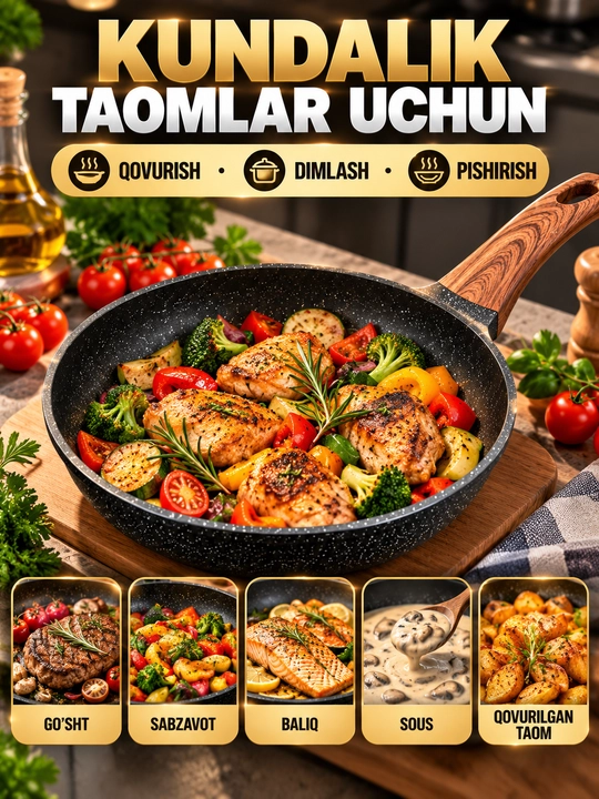 O.M.S 15002 tova 26 sm, qopqoqli, granit yopishmaydigan qoplama