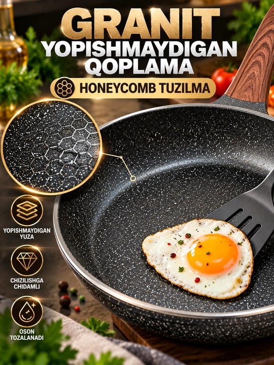 O.M.S 15002 tova 26 sm, qopqoqli, granit yopishmaydigan qoplama