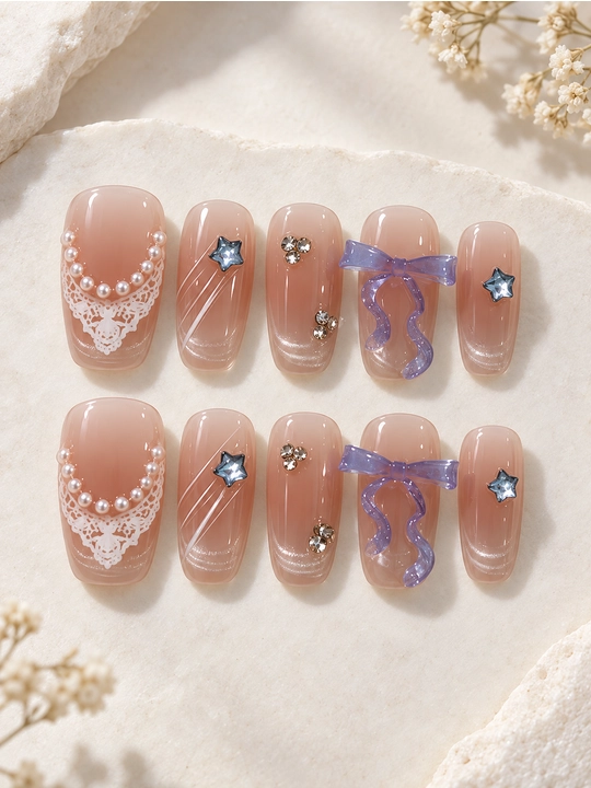 Sun’iy tirnoqlar press on nails manikyur dizaynli yopishtiriladigan tirnoq