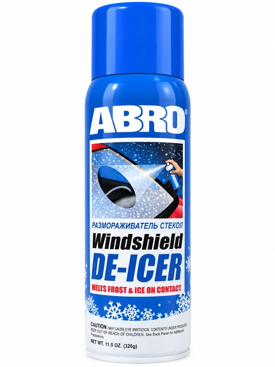 ABRO Windshield De-Icer — avtomobil oynalari uchun muz va qirov erituvchi vosita, 326 g