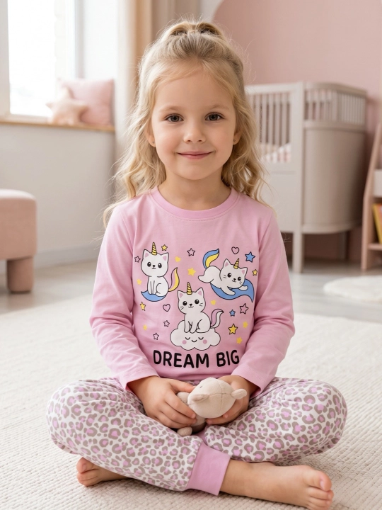 Qizlar uchun paxtali pijama to‘plami - 