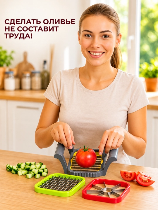 Meva to'g'ragich, sabzavot chopper, 3 xil nasadkali, olma kesgich, salat qigich
