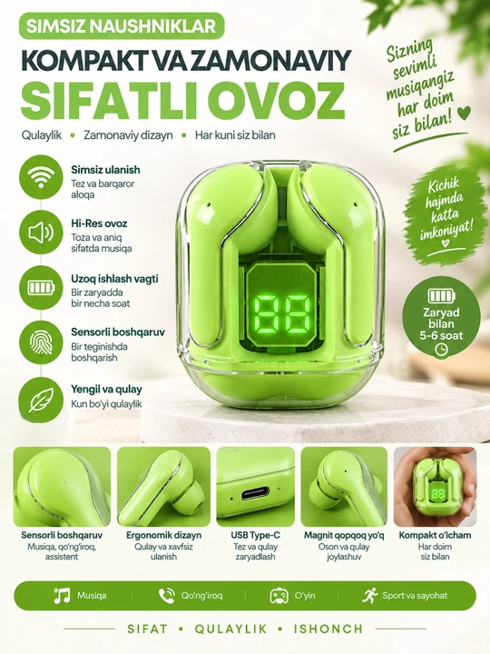 Беспроводные Bluetooth-наушники TWS M10 с пауэрбанком - 