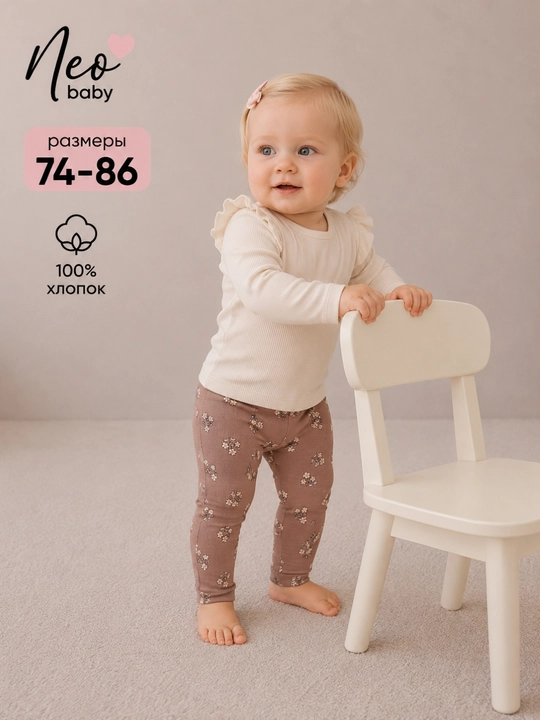 Лосины для девочки, Neo baby, 100% хлопок - 