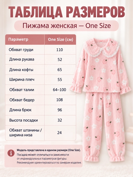 Ayollar issiq pijamasi, krujevali yoqa va rasmlar bilan, kofta va shim