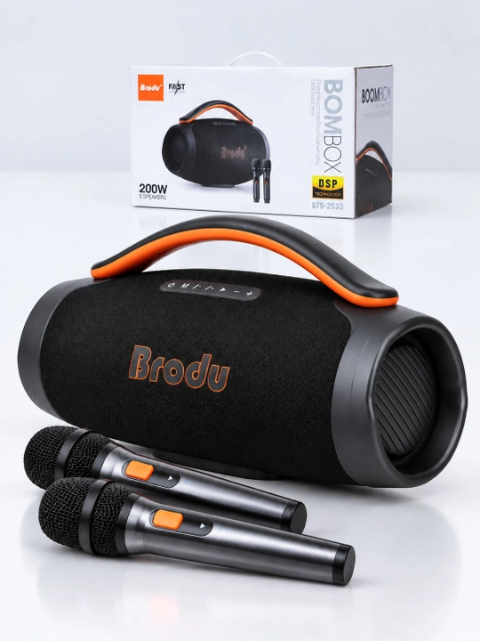 Simsiz karaoke karnay BTS-2532 200Vt, 8"+2x3"+2x2", Bluetooth, RGB, 5400mAh
