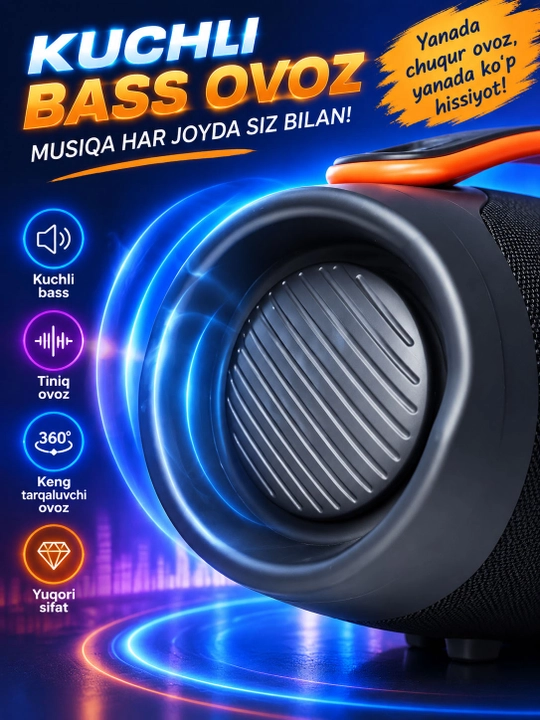 Simsiz karaoke karnay BTS-2532 200Vt, 8"+2x3"+2x2", Bluetooth, RGB, 5400mAh