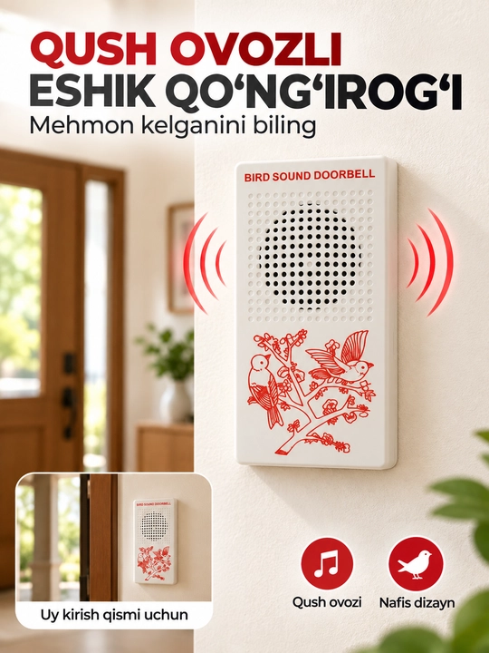 Elektr eshik qo'ng'irog'i Luckarm, ovozli va kuylar bilan