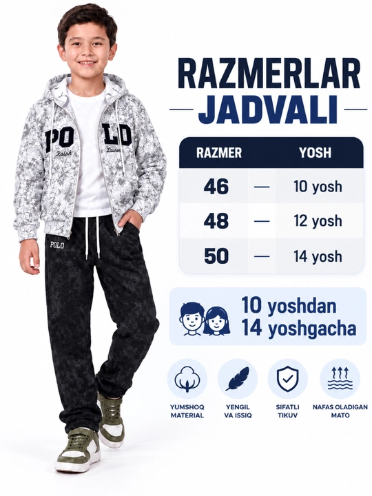 O‘g‘il bolalar uchun sport kostyumi, o‘smirlar uchun kiyim, bolalar uchun dvoyka