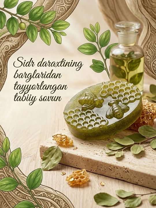 Sidr sovuni, sidr bargli sovun, sidrli tabiiy sovun, sidr barglari qo'shilgan sovun