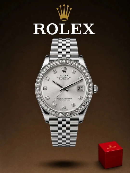 Ayollar uchun qo'l soati, Rolex klassik kvarts, sovg‘a qutisida - 