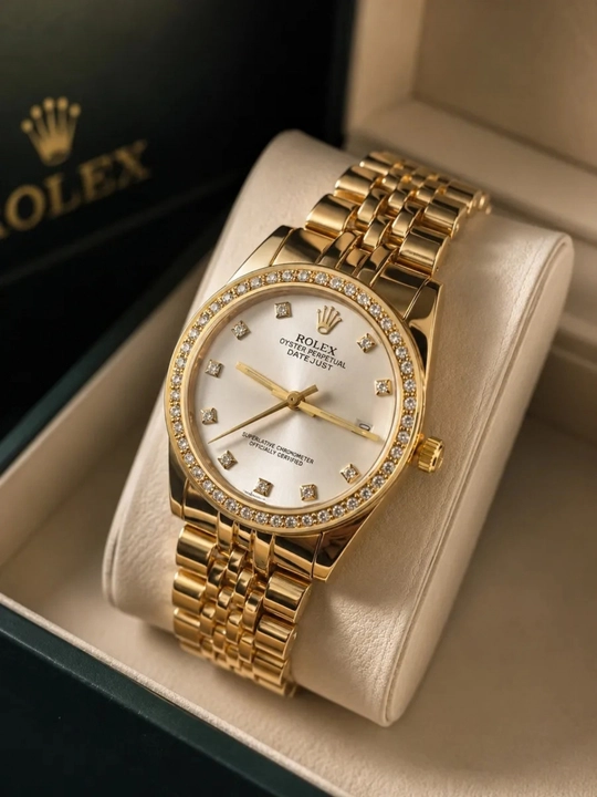 Ayollar uchun qo'l soati, Rolex klassik kvarts, sovg‘a qutisida