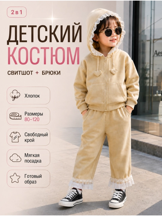 Современный комплект для девочек: кофта и широкие брюки, комплект для девочек - 