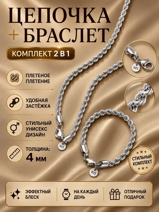 Цеп и браслет для мужчин и женщин, унисекс - 