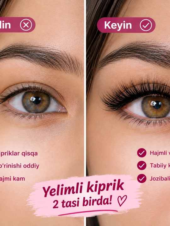 MERMAID Glamour o‘z o'zidan opishqoq kipriklar, 13 mm, tabiiy effektli,ulama kipriklar