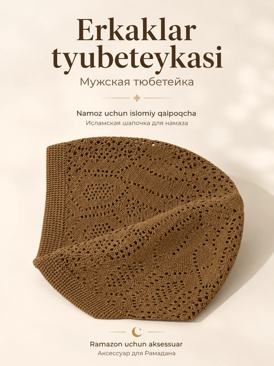 Do'ppi erkaklar uchun yengil va nafas oluvchi, namoz va kundalik uchun islomiy bosh kiyim