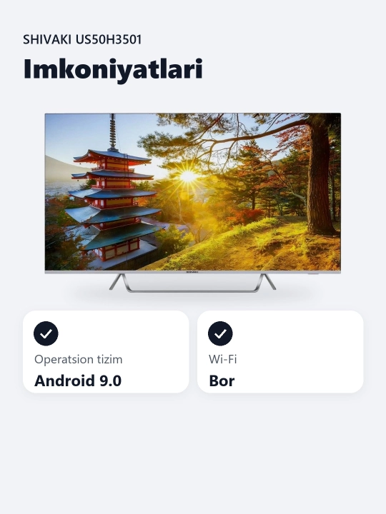 Телевизор Shivaki US50H3501 50 Smart, Google Tv, 4K UHD, пульт с голосовым поиском