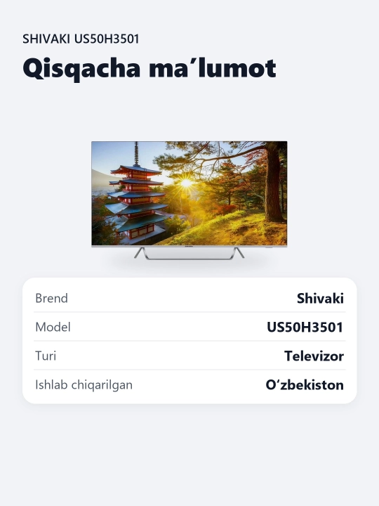 Телевизор Shivaki US50H3501 50 Smart, Google Tv, 4K UHD, пульт с голосовым поиском