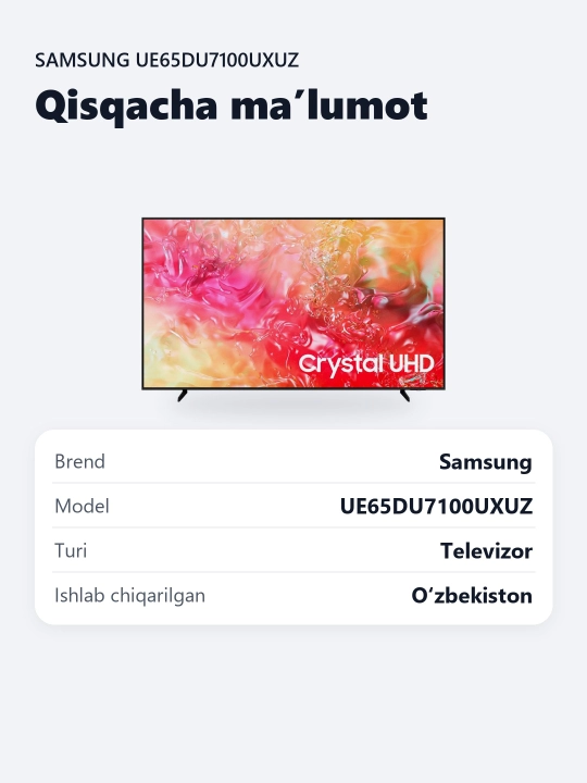Televizor Samsung UE65DU7100UXUZ