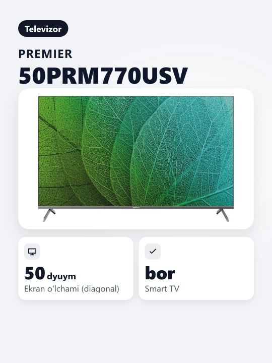 Смарт телевизор Premier 50PRM770USV 50"