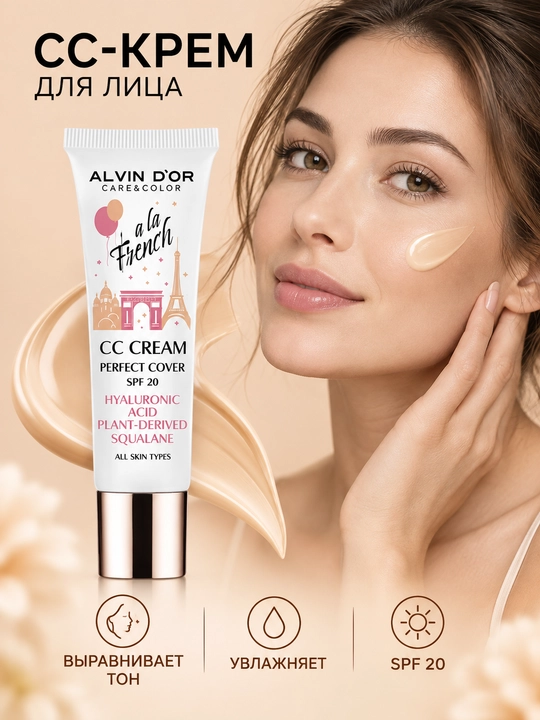 Alvin D’or ALF-02 A LA FRENCH SPF 20, rangni tekislovchi CC-kremi, 25 ml