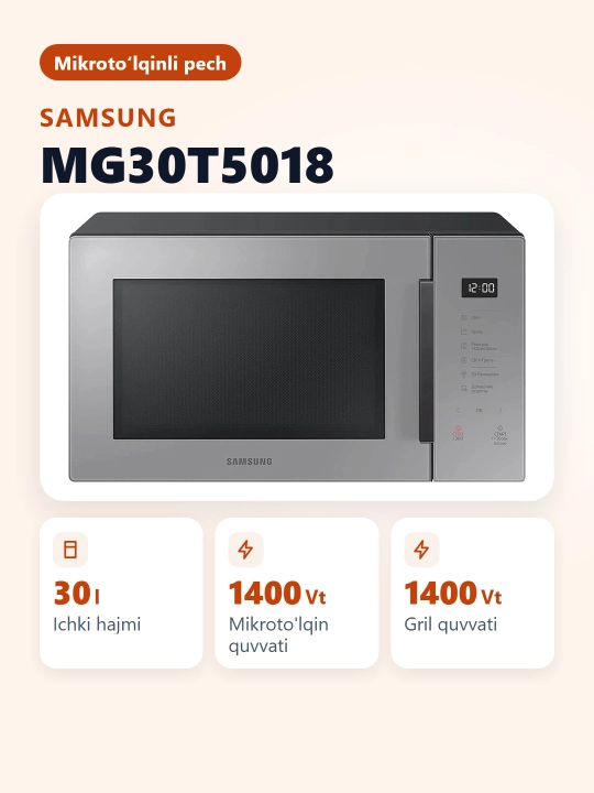 Mikroto'lqinli pech Samsung MG30T5018