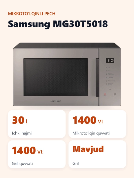 Mikroto'lqinli pech Samsung MG30T5018