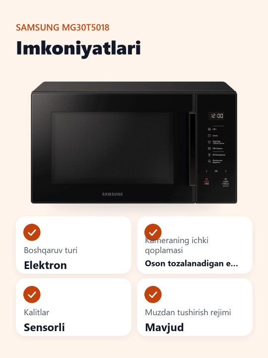 Mikroto'lqinli pech Samsung MG30T5018