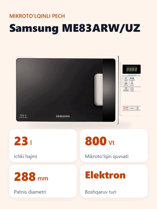 Mikroto'lqinli pech Samsung ME83ARW/UZ