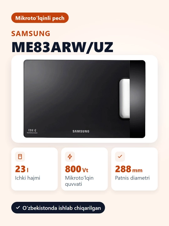 Mikroto'lqinli pech Samsung ME83ARW/UZ