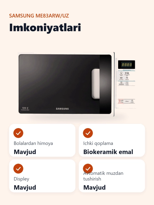 Mikroto'lqinli pech Samsung ME83ARW/UZ