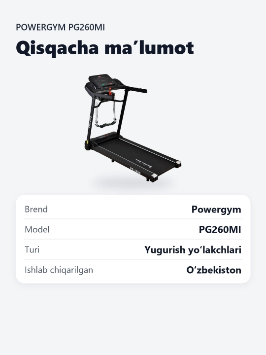 PowerGym PG-260Mi yugurish yo‘lagi