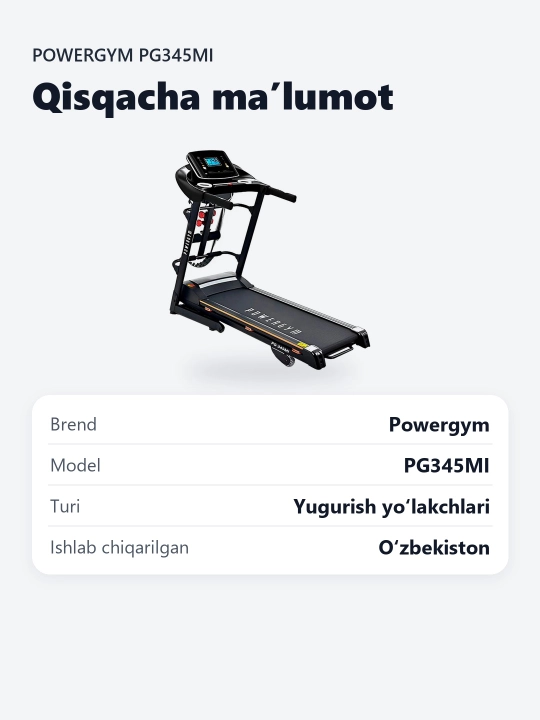 PowerGym PG-345Mi yugurish yo'lakchasi