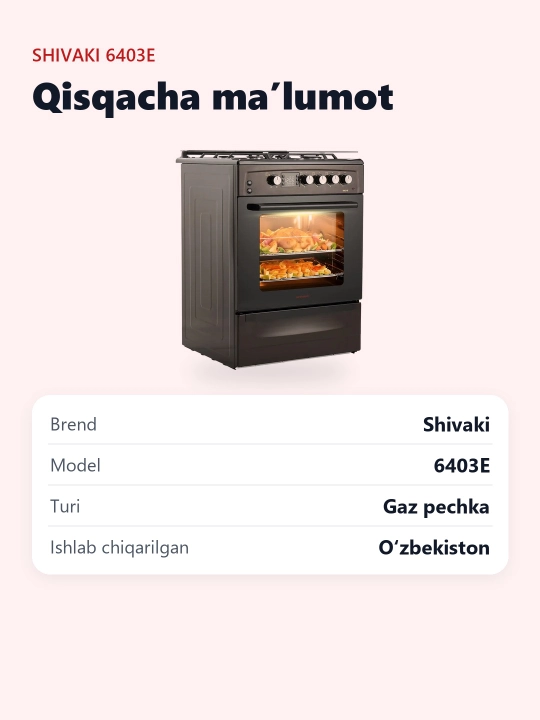 Shivaki 6403-E gaz plitasi